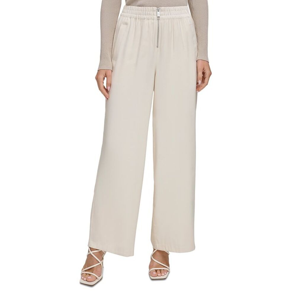 DKNY Womens Elastic Waist Wide Leg Relaxed Casual Pants, , XS, DM